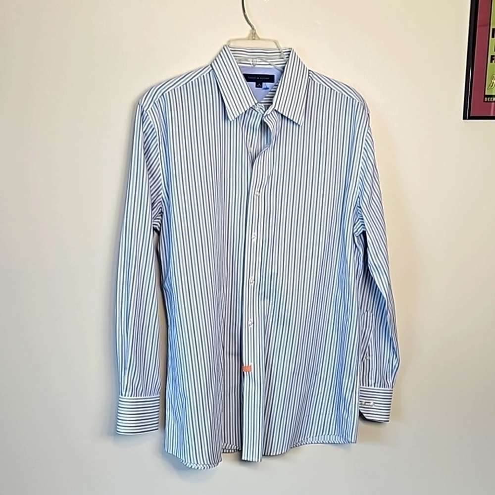 Tommy Hilfiger Mens Button Down Dress Shirt Cotton 16 32/33